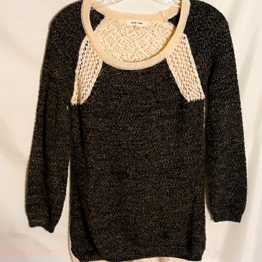 Pink Rose cream and black sweater